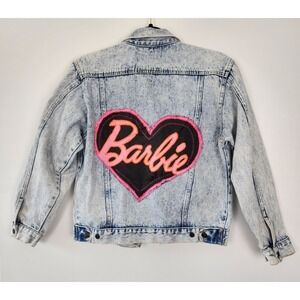 Tomorrow's Generation Barbie Jacket Girls Cotton 12-14 Acid Wash Denim Patch